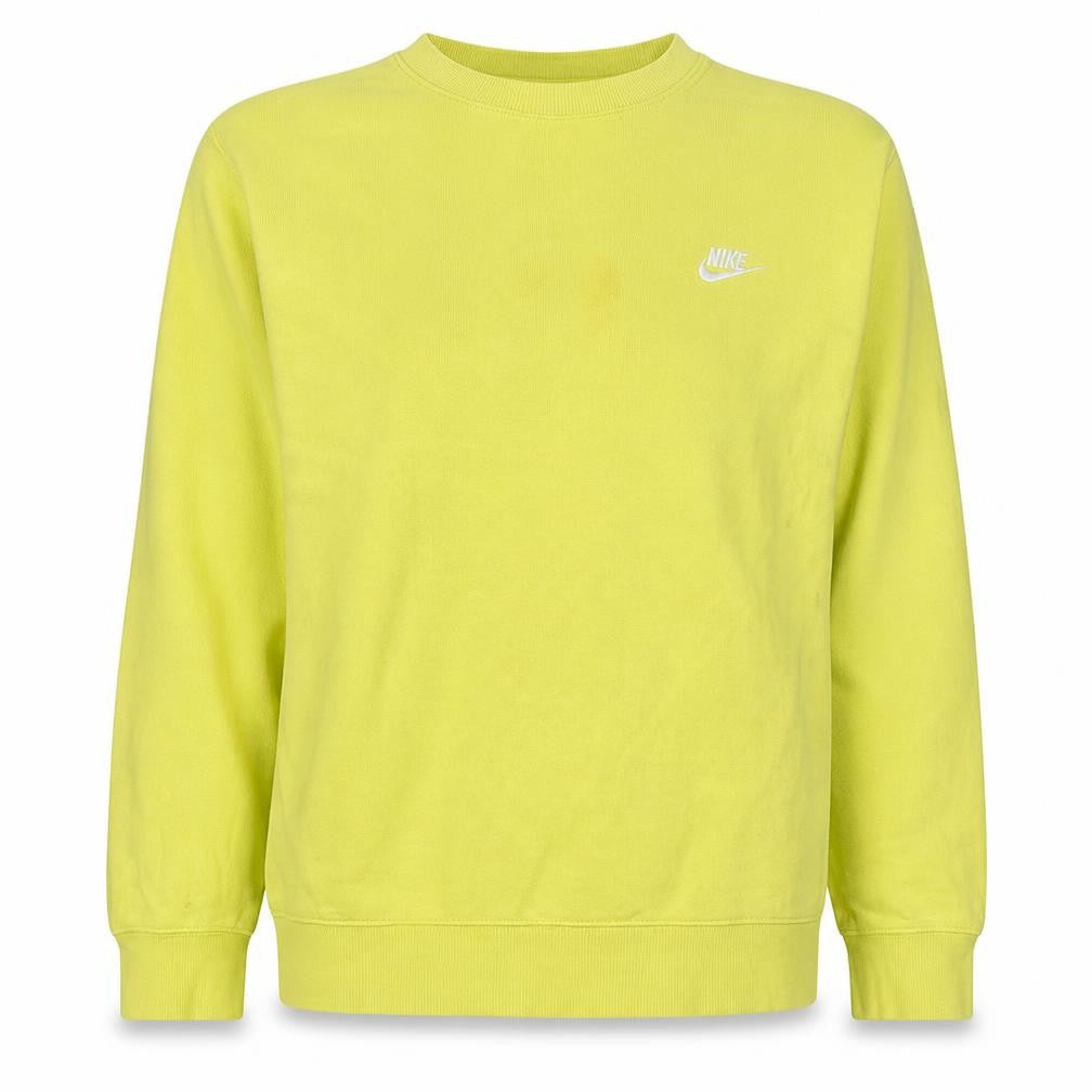 Nike Women Yellow Crew Neck Sweatshirt L Cotton Blend Casual