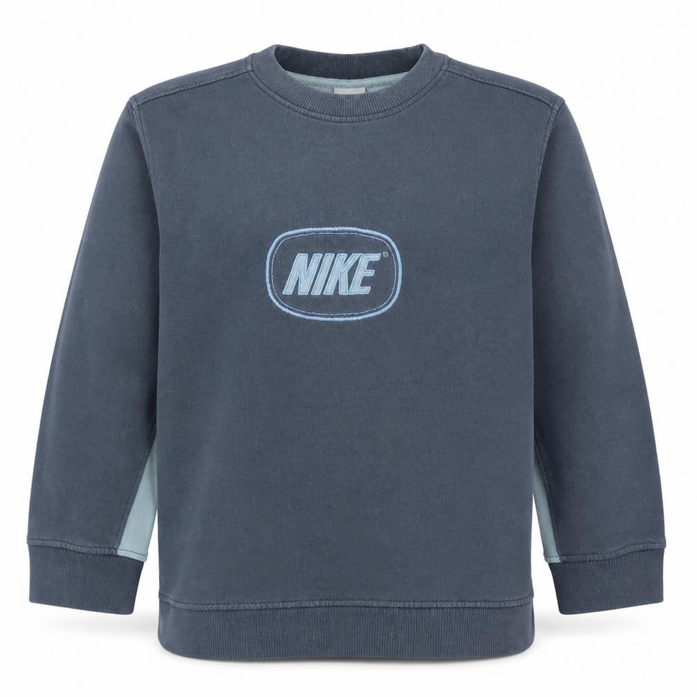 Nike Boys Blue Pullover Sweatshirt Embroidered Logo 6-7 Years Crew Neck