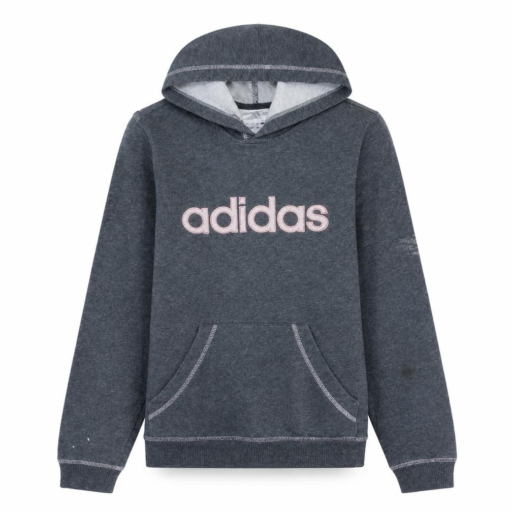 Adidas Womens Grey Pullover Hoodie Sweatshirt Size 10 Casual Logo