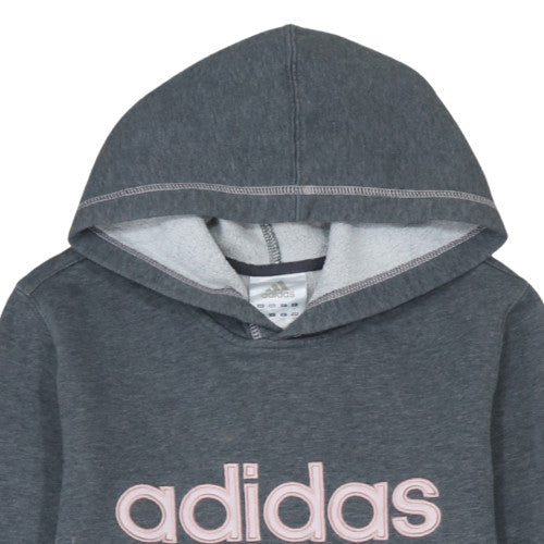 Adidas Womens Grey Pullover Hoodie Sweatshirt Size 10 Casual Logo