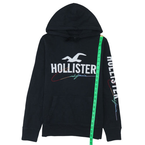 Hollister Womens Black Small Pullover Hoodie With Logo Print