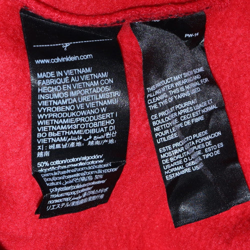 Calvin Klein Jeans Women Red Cotton Sweatshirt M Logo Crew Neck Pullover