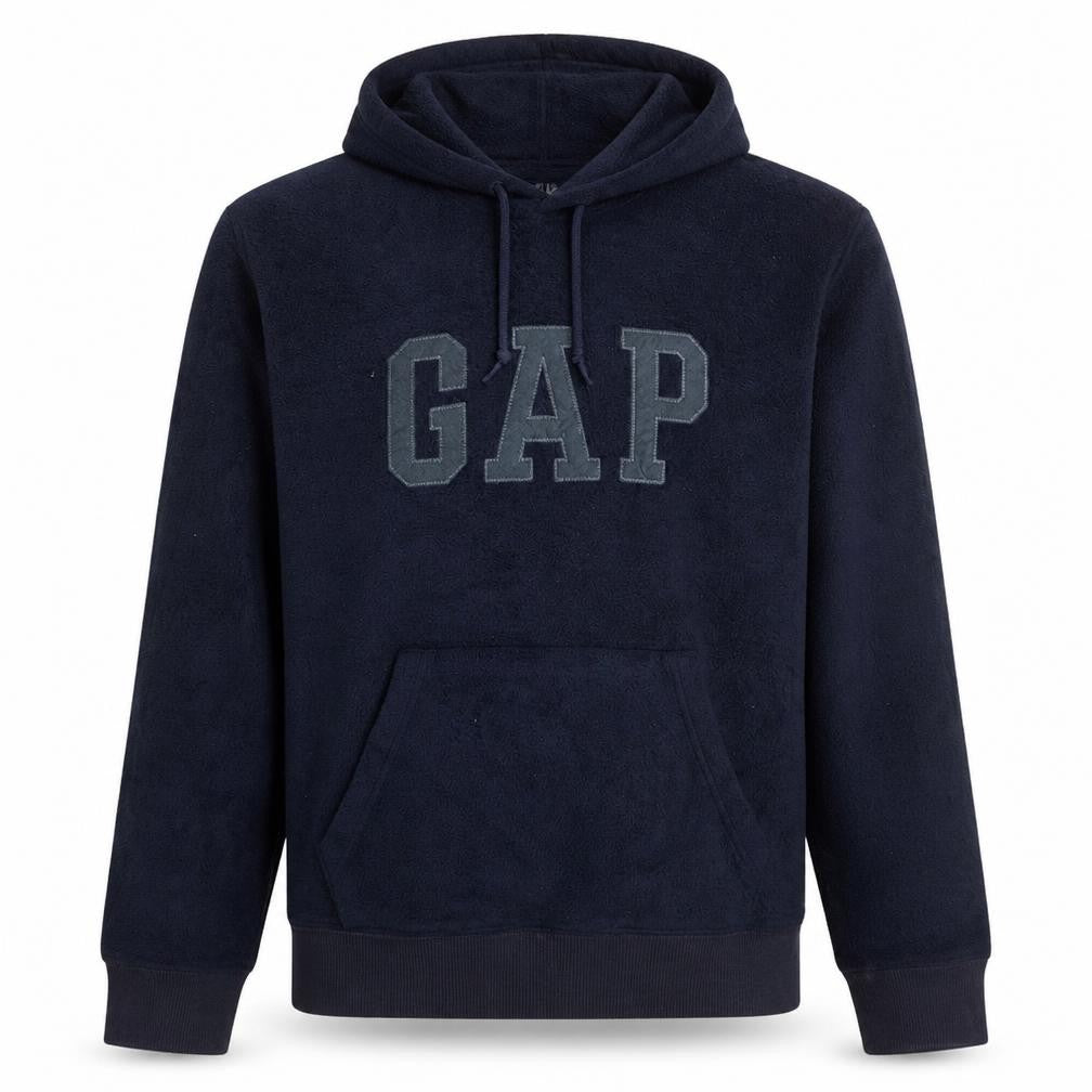Gap Men Blue Fleece Pullover Hoodie M Logo Sweatshirt