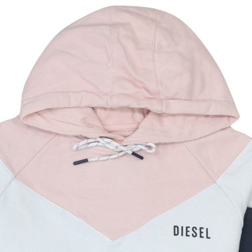 Diesel Women’s Pink Blue Colourblock Pullover Hoodie Size M
