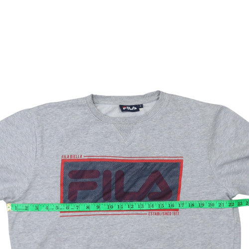 Fila Women's Grey Logo Pullover Sweatshirt M Casual Cotton Blend