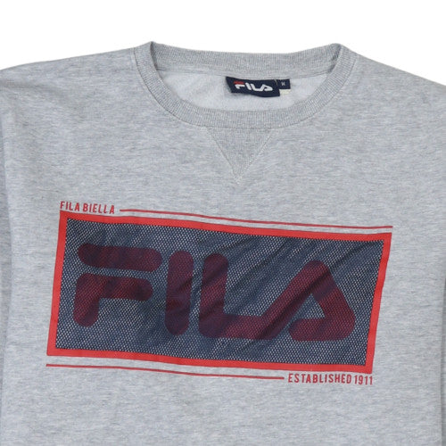 Fila Women's Grey Logo Pullover Sweatshirt M Casual Cotton Blend
