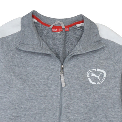 Puma Men's Grey Full Zip Sweatshirt Size M with Logo Design