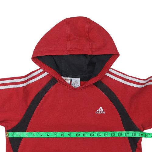 Adidas Boys Red Pullover Hoodie 9-10 Years Cotton Blend Classic Fit