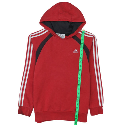 Adidas Boys Red Pullover Hoodie 9-10 Years Cotton Blend Classic Fit