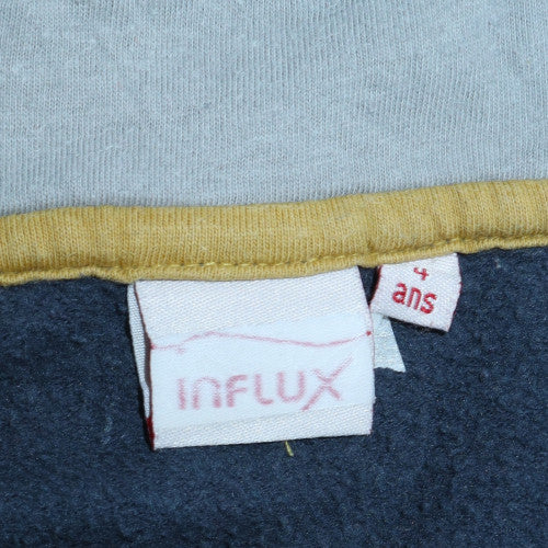Influx Boys Blue Full Zip Hoodie 4 Years Cotton Blend Casual Sweatshirt