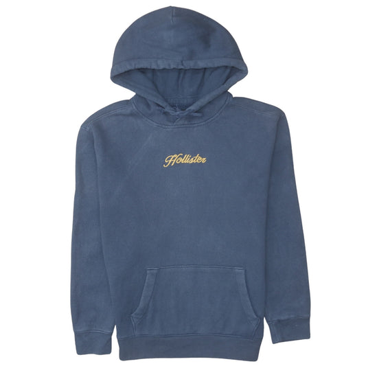 Hollister Men's Blue Pullover Hoodie XS Embroidered Logo Fleece
