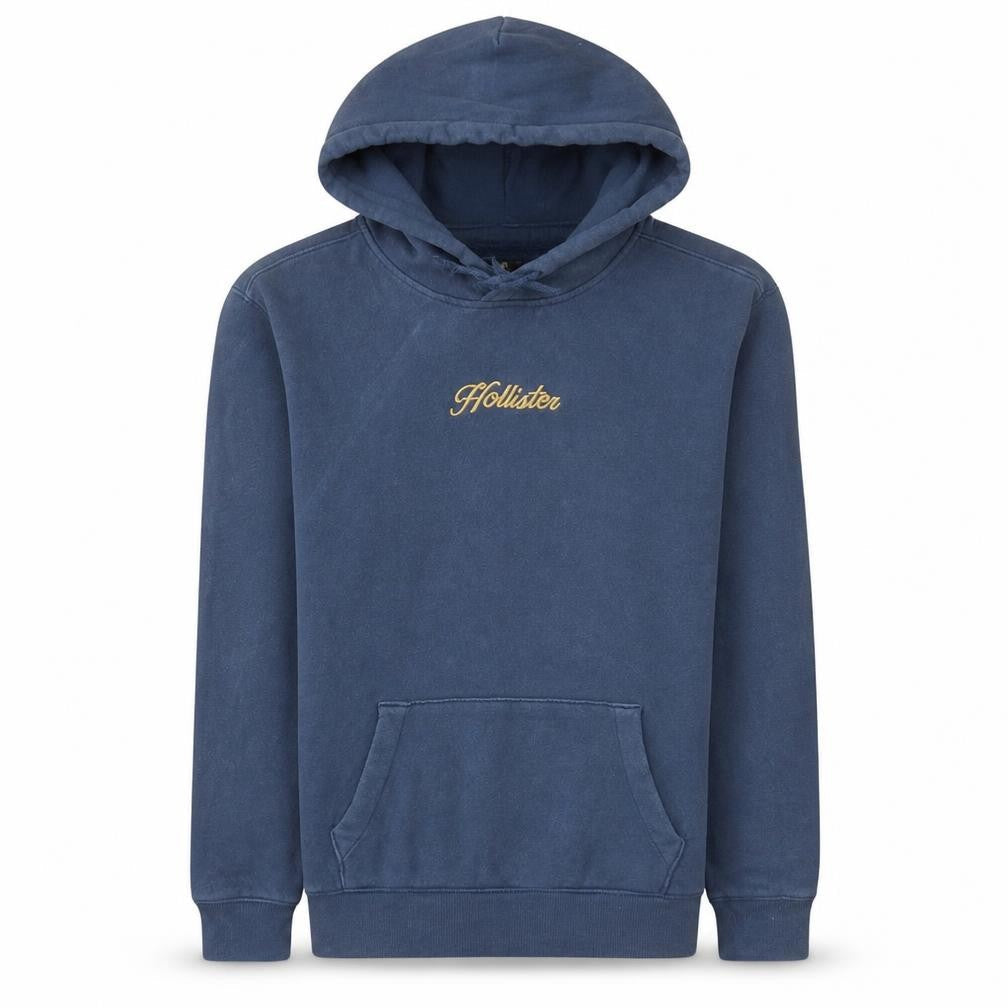 Hollister Men's Blue Pullover Hoodie XS Embroidered Logo Fleece