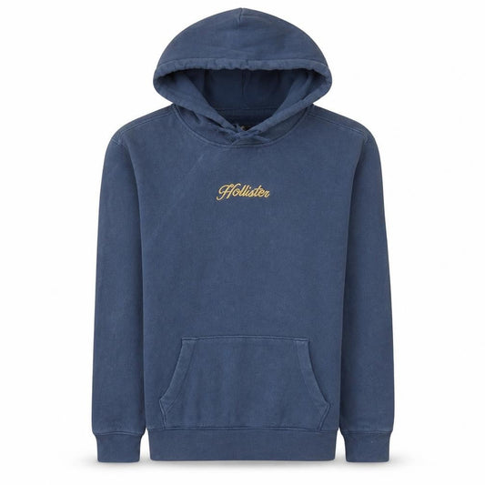 Hollister Men's Blue Pullover Hoodie XS Embroidered Logo Fleece