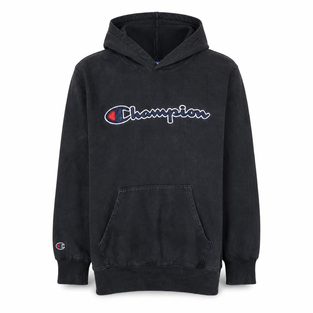 Champion Men's Black Large Pullover Hoodie 100% Cotton Logo Sweatshirt