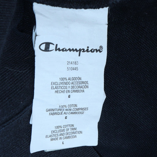 Champion Men's Black Large Pullover Hoodie 100% Cotton Logo Sweatshirt