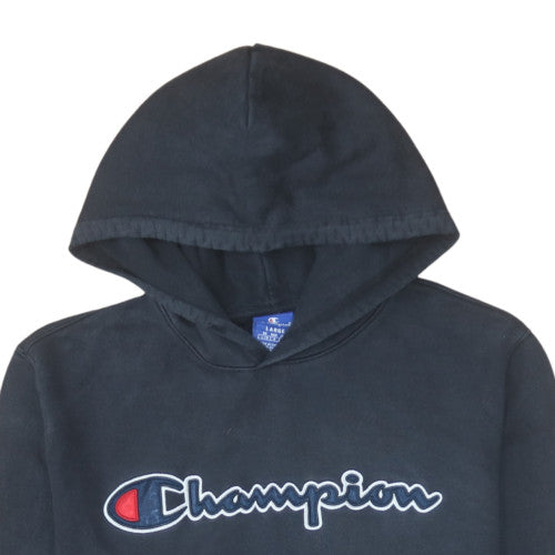 Champion Men's Black Large Pullover Hoodie 100% Cotton Logo Sweatshirt