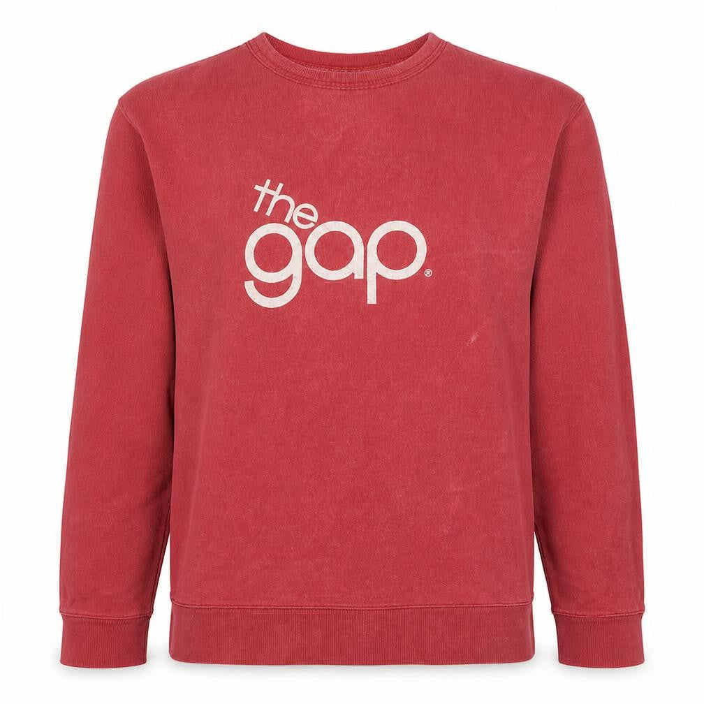 Gap Men's Red Crew Neck Logo Sweatshirt Size L Classic Fit Cotton