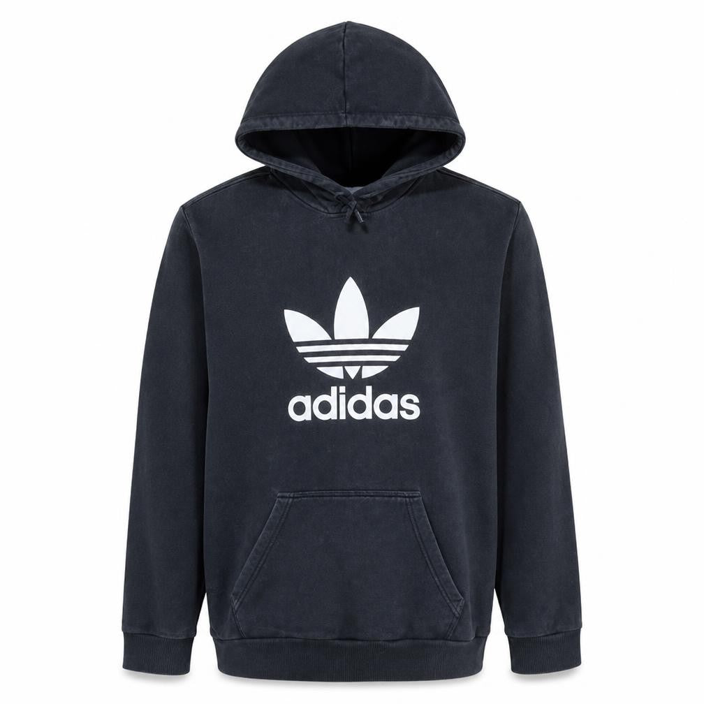 Adidas Mens Black Pullover Hoodie Sweatshirt Small Logo Crew