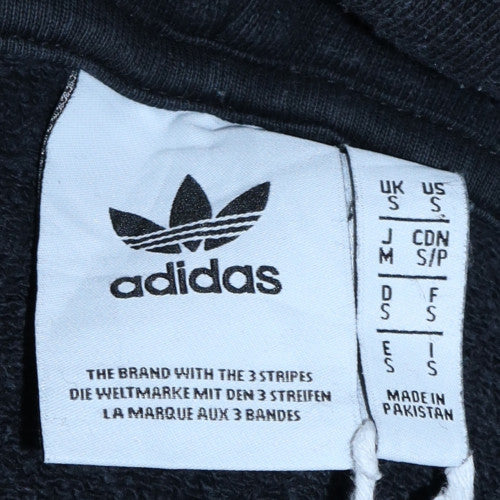 Adidas Mens Black Pullover Hoodie Sweatshirt Small Logo Crew