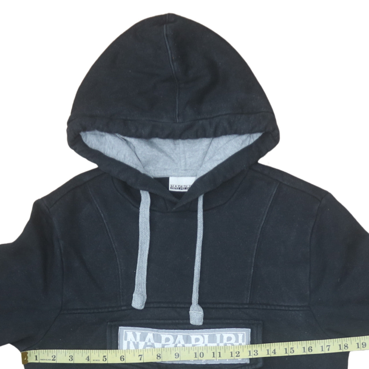 Napapijri Men's Black Pullover Hoodie M Logo Fleece Sweatshirt