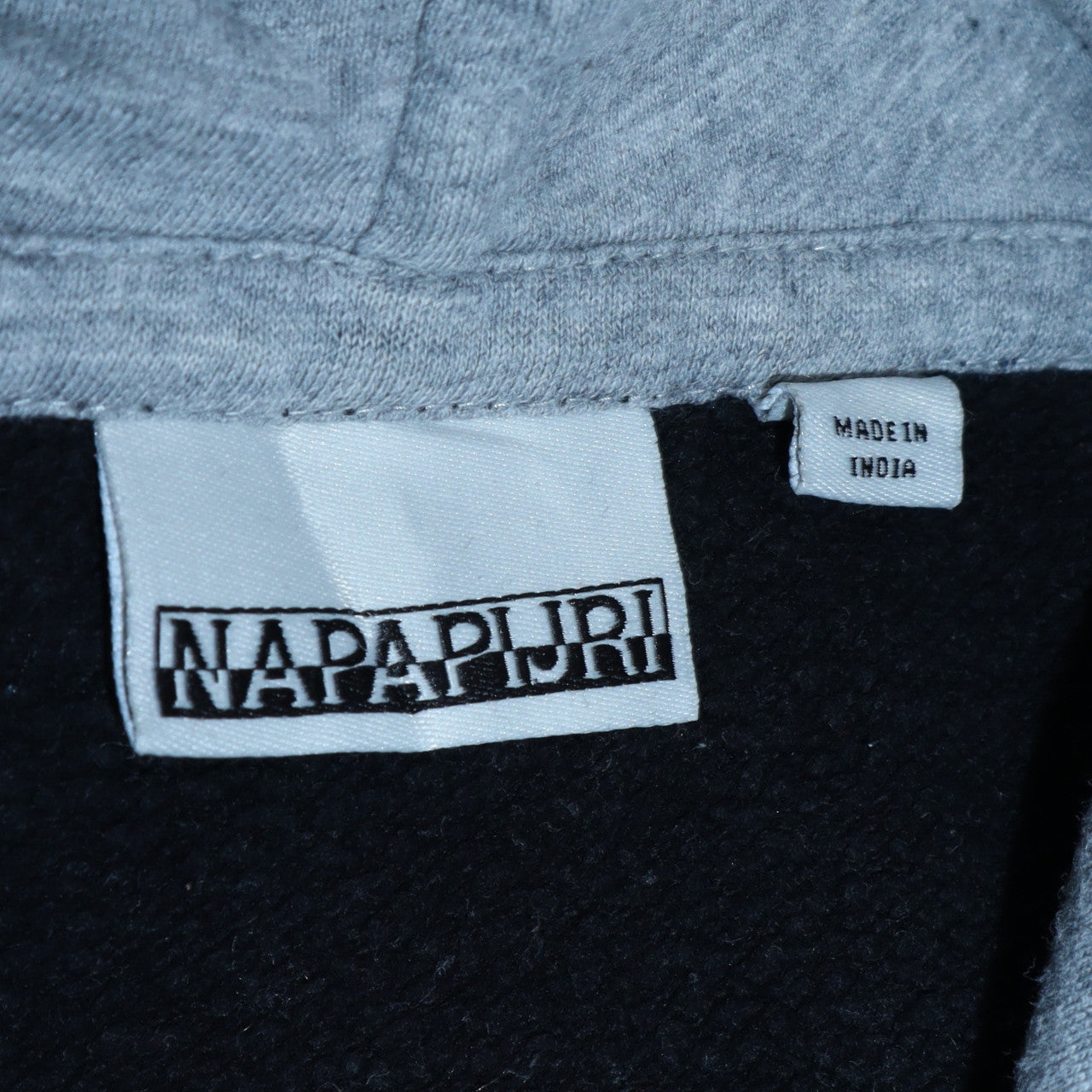 Napapijri Men's Black Pullover Hoodie M Logo Fleece Sweatshirt