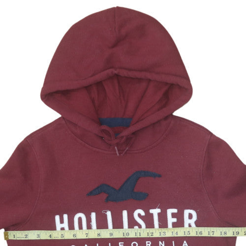 Hollister Men’s Red Pullover Hoodie XS Embroidered Logo Fleece