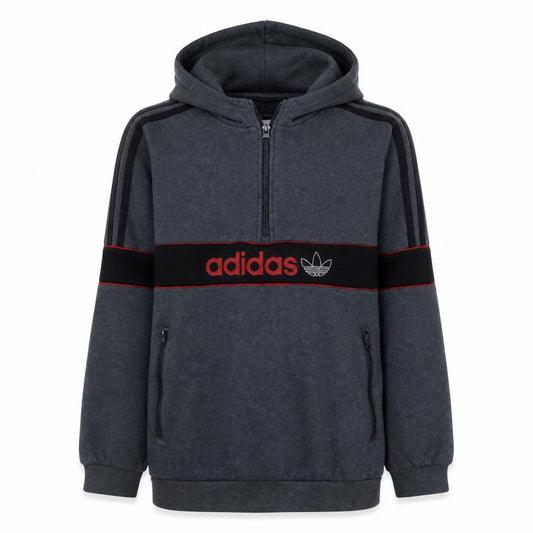 adidas Boys Grey 1/4 Zip Pullover Hoodie XL 15-16 Years Sports Fleece