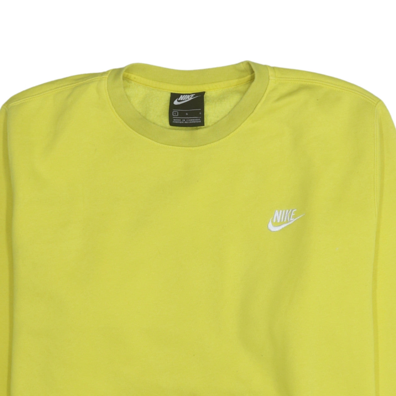Nike Mens Yellow Crew Neck Pullover Sweatshirt Size L