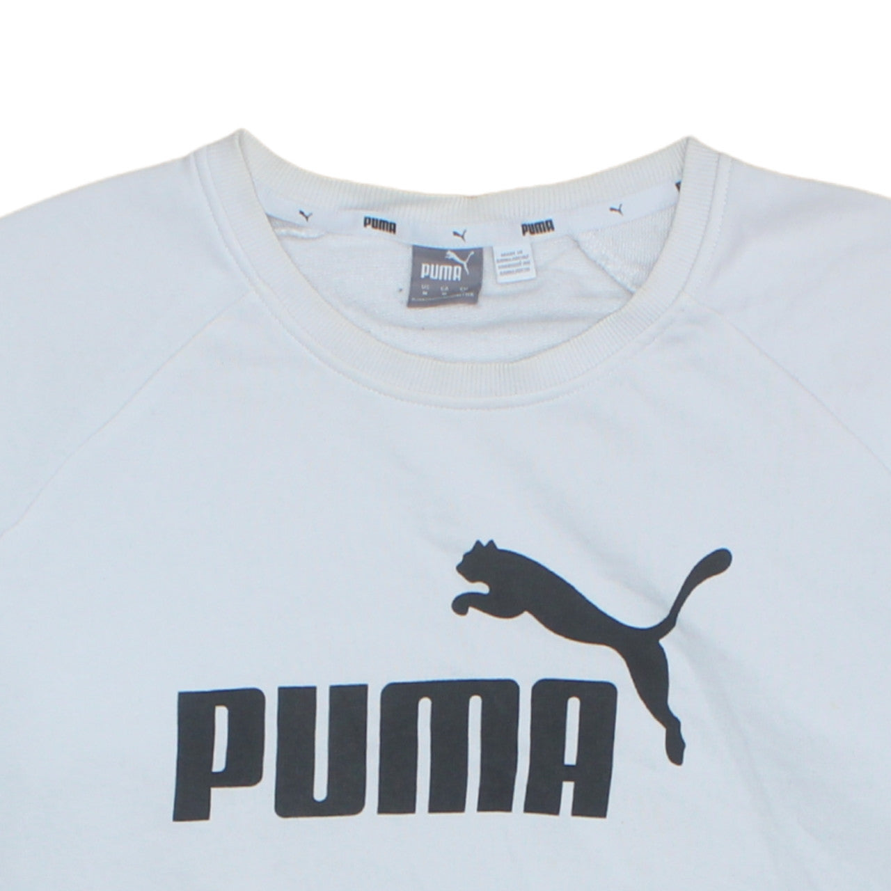 Puma Womens White Crew Neck Sweatshirt Medium Logo Print Pullover