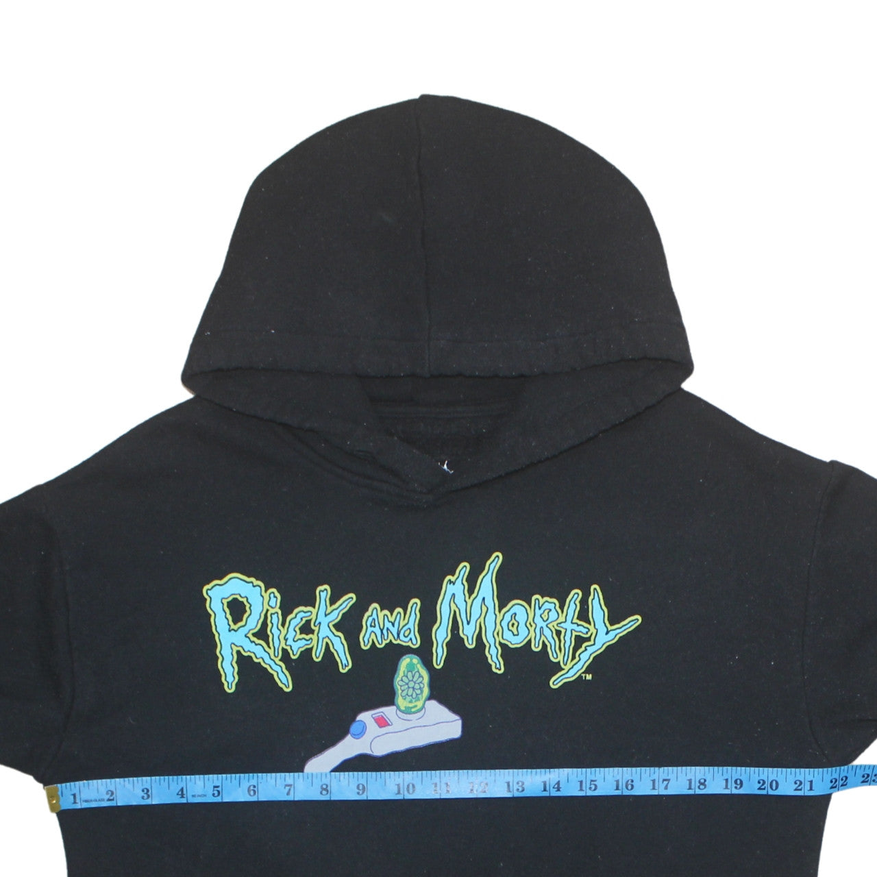 Pull&Bear Rick and Morty Black Men's S Pullover Hoodie Graphic Print