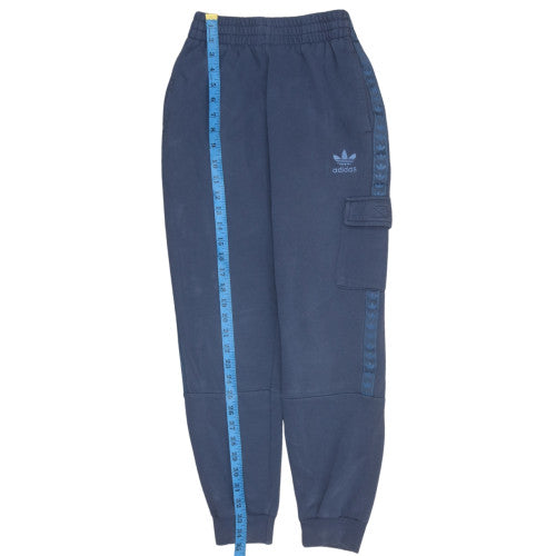 adidas Boys Blue Cargo Jogger Sweatpants 11-12 Years Cotton Fleece