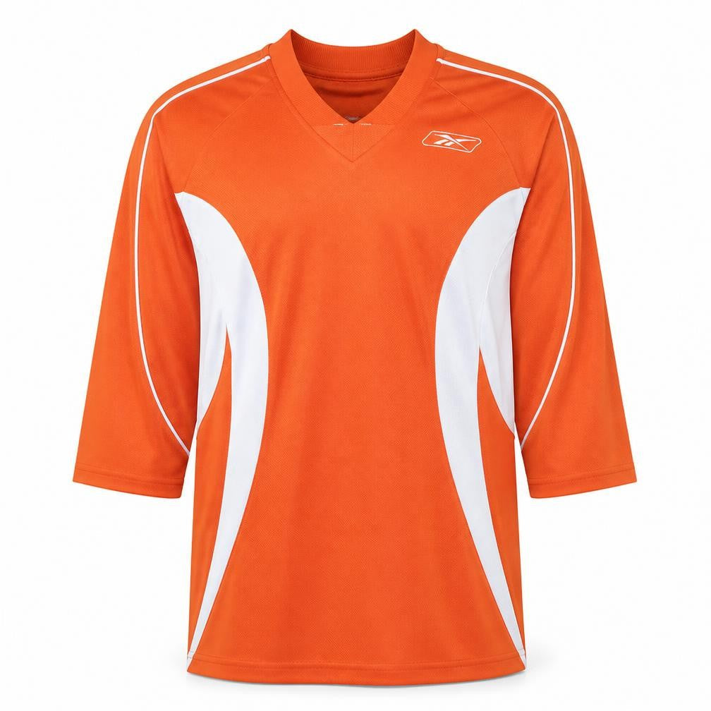 Reebok Boys Orange 3/4 Sleeve Football Jersey Top Size L