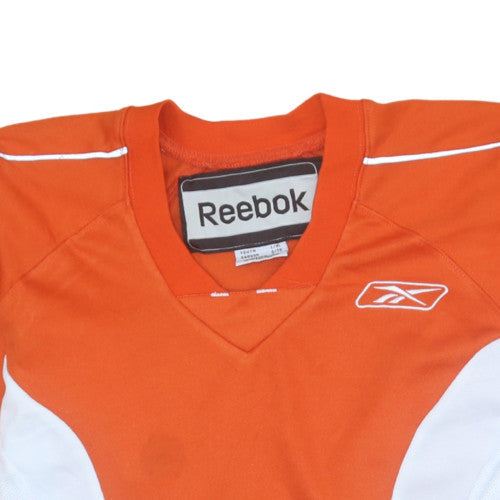 Reebok Boys Orange 3/4 Sleeve Football Jersey Top Size L
