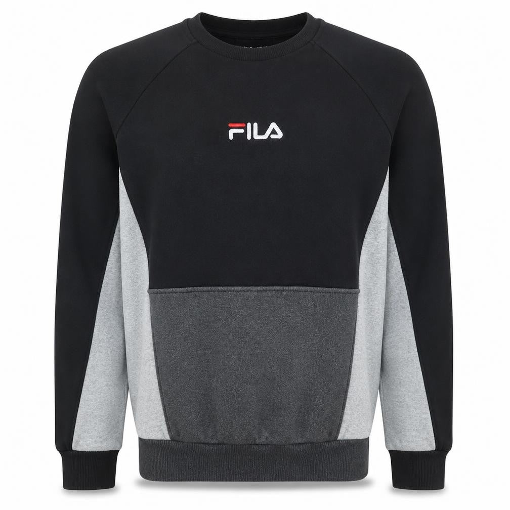 Fila Mens Black XS Pullover Sweatshirt Crew Neck Fleece Logo Sportswear