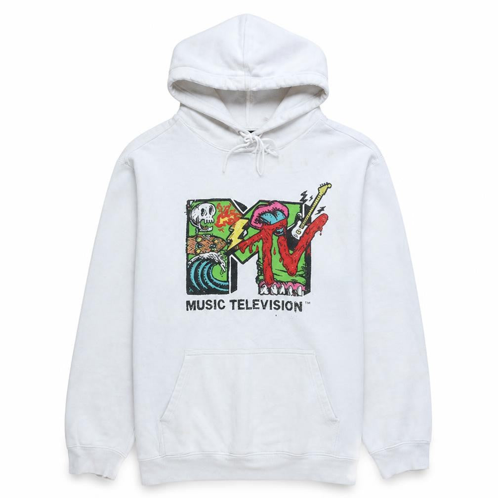 H&M Women White MTV Graphic Pullover Hoodie XL Regular Fit
