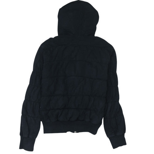 Nike Women's Black Full Zip Hooded Sweatshirt L Quilted Style
