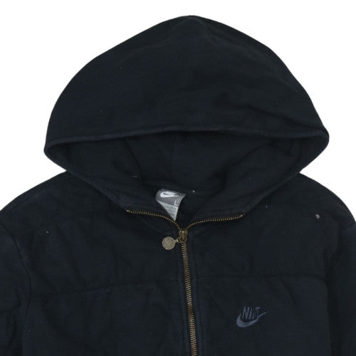 Nike Women's Black Full Zip Hooded Sweatshirt L Quilted Style