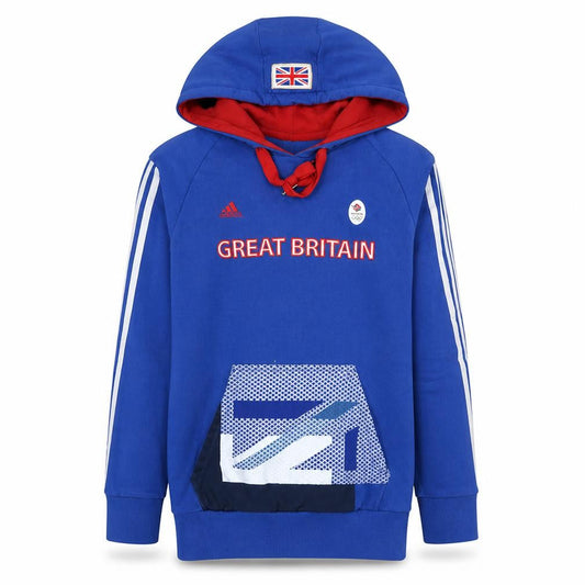 Adidas Women Blue Great Britain Hoodie UK 16 Pullover Hooded Sweatshirt