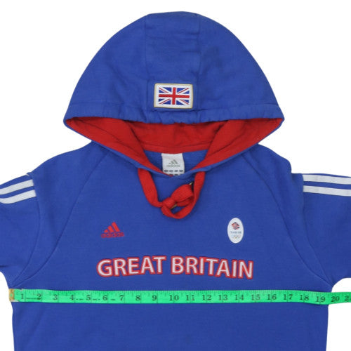 Adidas Women Blue Great Britain Hoodie UK 16 Pullover Hooded Sweatshirt