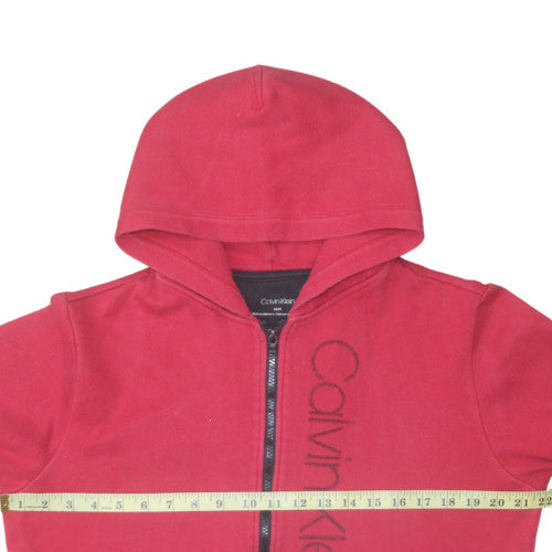 Calvin Klein Men's Red Full Zip Hoodie M Logo Fleece Sweatshirt