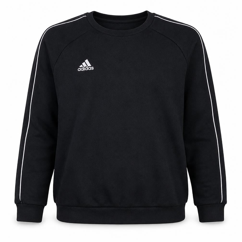Adidas Mens Black Large Crew Neck Pullover Sweatshirt with Logo Trim