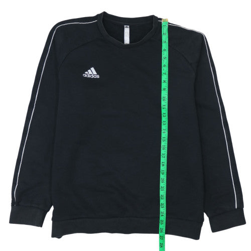 Adidas Mens Black Large Crew Neck Pullover Sweatshirt with Logo Trim