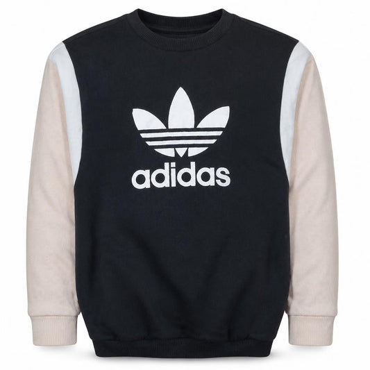 Adidas Womens Black Colourblock Crew Neck Pullover Sweatshirt Size XS