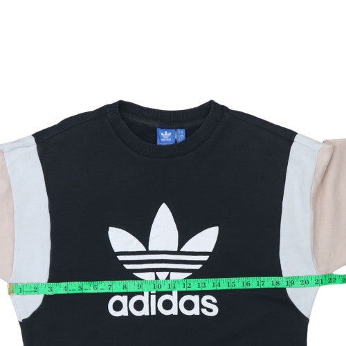 Adidas Womens Black Colourblock Crew Neck Pullover Sweatshirt Size XS