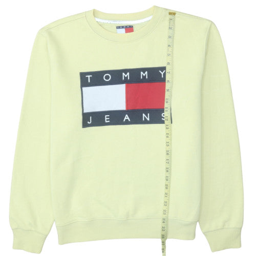 Tommy Jeans Women's Yellow XL Crew Neck Logo Sweatshirt