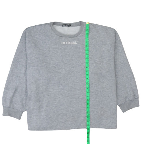 Boohoo Womens Grey Crew Neck Official Logo Sweatshirt Size 12