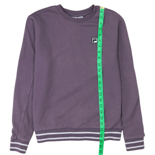 Fila Women Purple Crew Neck Sweatshirt S Logo Cotton Blend Casual