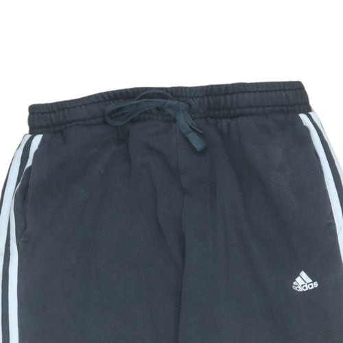 Adidas Womens Black Jogger Trousers M Regular Fit Fleece Activewear