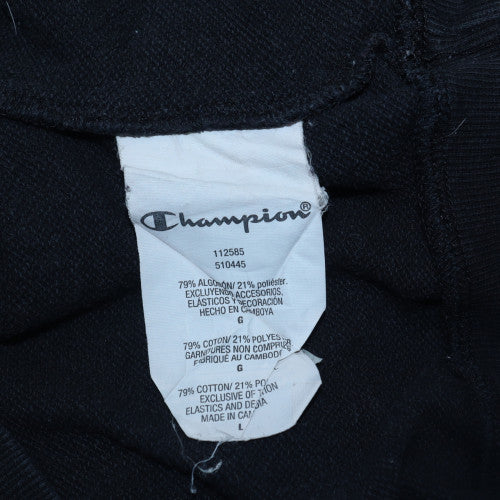 Champion Mens Black Large Pullover Sweatshirt Crew Neck Logo Cotton Blend