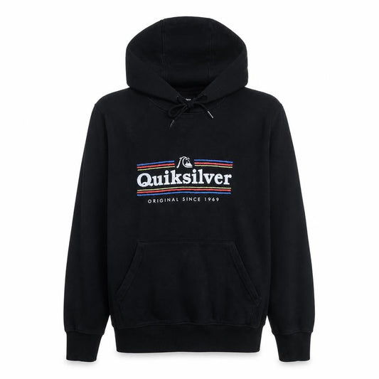 Quiksilver Men's Black Pullover Hoodie Small Logo Graphic Sweatshirt